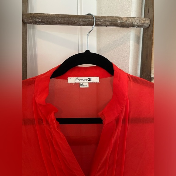 Forever 21 - Chiffon Button Down Blouse - Size Large - Picture 3 of 7